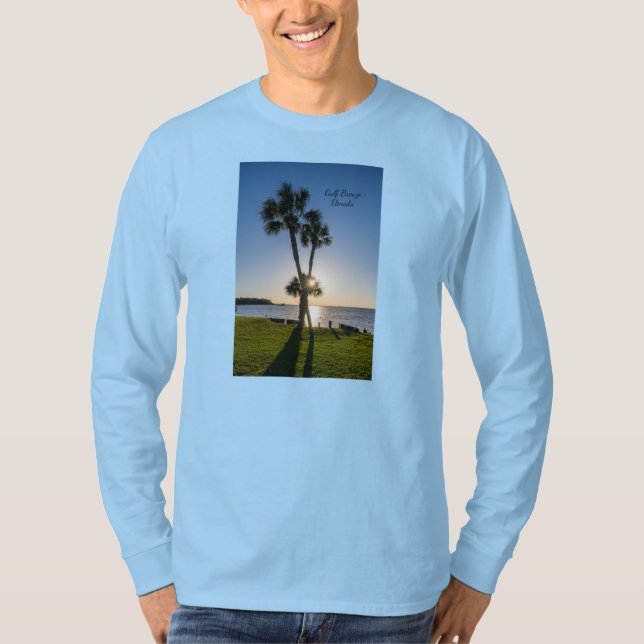 Handflatan Träd Sissors Silhouette Långärmad T-Shi T Shirt (Framsida)
