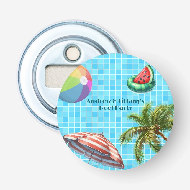 Handflatan Träd Sol Parbrella Beach Boll Bassäng P Flasköppnare (Framsidan)