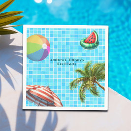 Handflatan Träd Sol Parbrella Beach Boll Bassäng P Pappersservett