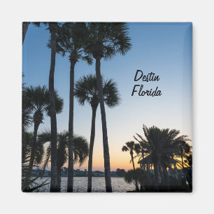 Handflatan Träd Soluppgång Destin Florida Square M Magnet