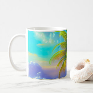 Handflatan Träd som nattflockar Tropiskt Kaffemugg