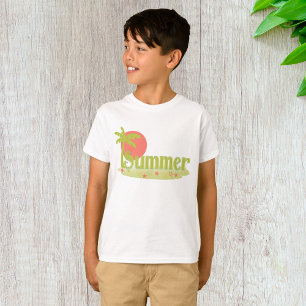 Handflatan Träd Sommaren med Sol och Beach T Shirt