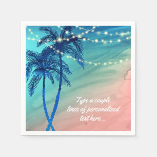 Handflatan Träd String i Ljus Beach Wedding Napkin Pappersservett