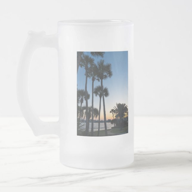 Handflatan Träd Sunrise Destin Florida Frosted Mug Frostat Ölglas (Vänster)