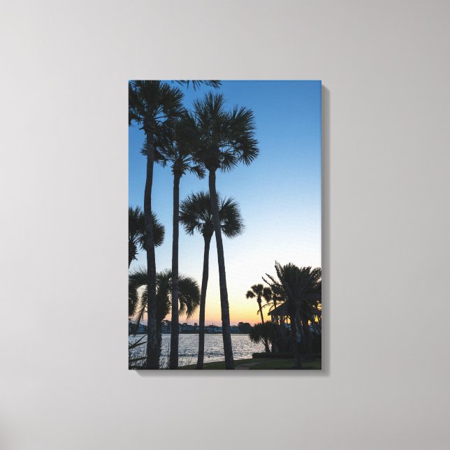 Handflatan Träd Sunrise Destin Florida Kanvastryck (Framsida)