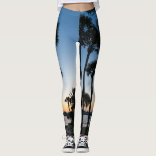 Handflatan Träd Sunrise Destin Florida Leggings