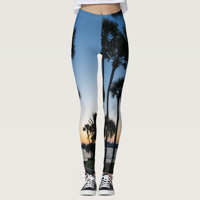 Handflatan Träd Sunrise Destin Florida Leggings (Framsida)