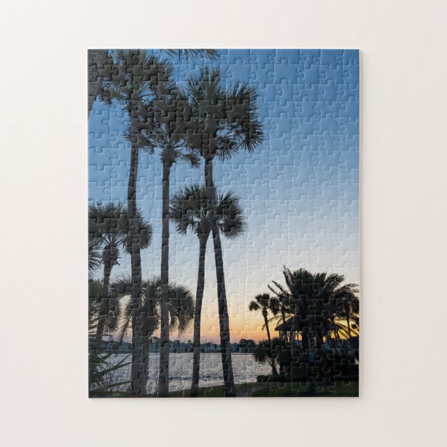 Handflatan Träd Sunrise Destin Florida Puzzle Pussel (Vertikal)