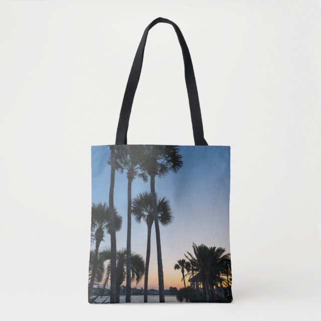 Handflatan Träd Sunrise Destin Florida Tote Bag Tygkasse (Framsida)