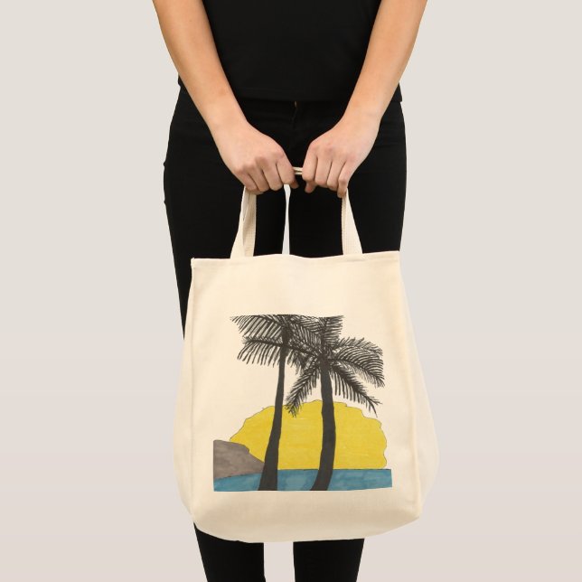 Handflatan Träd Sunrise Silhouette Tygkasse (Framsida (produkt))