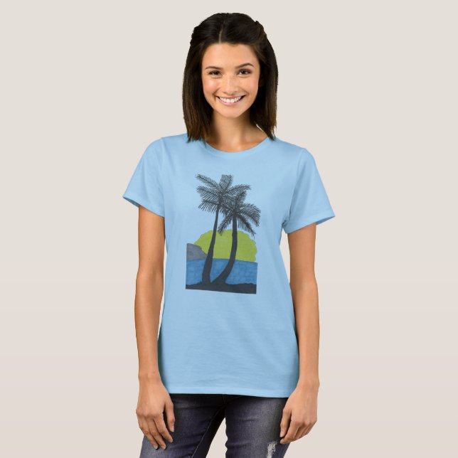 Handflatan Träd Sunrise Tshirt Tee (Hel framsida)