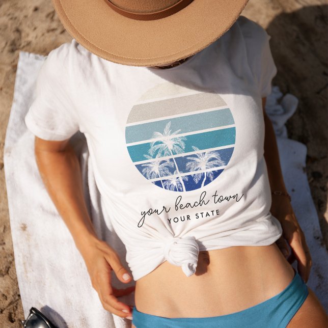 Handflatan Träd Sunset Anpassningsbar City & State T Shirt (Skapare uppladdad)