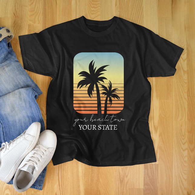 Handflatan Träd Sunset Anpassningsbar City & State T Shirt (Skapare uppladdad)