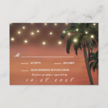 Handflatan Träd Sunset Beach Wedding OSA kort