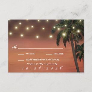 Handflatan Träd Sunset Beach Wedding OSA kort