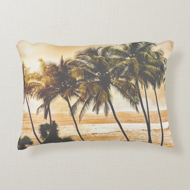 Handflatan Träd Sunset: Goa Vintage Prydnadskudde (Framsidan)