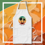 Handflatan Träd Sunset Långt Förkläde<br><div class="desc">Vibrant Retro Sol med Black Handflatan Träd Silhouette.</div>