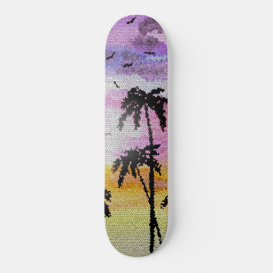 Handflatan Träd sunset Mosaic Mini Skateboard Bräda 18,5 Cm