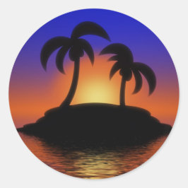 Handflatan Träd Sunset Runt Klistermärke