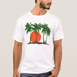 Handflatan Träd Sunset Sol Surfa Beach T Shirt