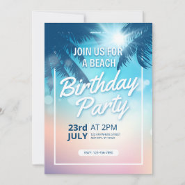 Handflatan Träd Sunset Vuxen Beach Birthday Inbjudningar