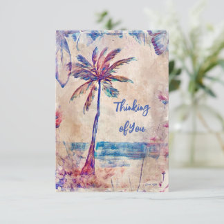 Handflatan träd tänker på ett kort med ett platt a