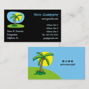 Handflatan Träd Tecknad Affärskort Visitkort