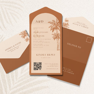 Handflatan Träd Terracotta QR-kod Alla i ett Bröll