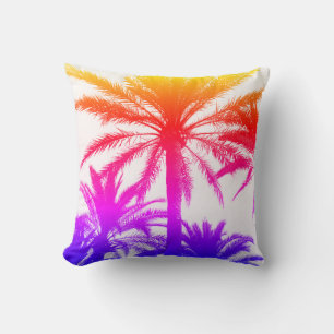 handflatan träd tiki sunset rosa orange lila kudde