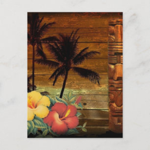 Handflatan Träd totem tropical Blommigt hibiscus H Vykort