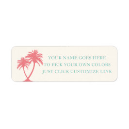 Handflatan Träd Tropical Beach Theme Editable Färg Returadress Etikett