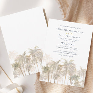 Handflatan Träd Tropical Beach Wedding Inbjudningar