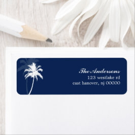 Handflatan Träd Tropical Beach Wedding Returadress Etikett