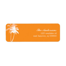 Handflatan Träd Tropical Beach Wedding Returadress Etikett
