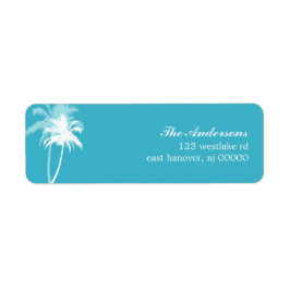 Handflatan Träd Tropical Beach Wedding Returadress Etikett