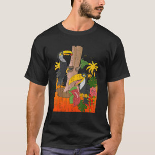 Handflatan Träd Tropical Bird Animal Exotic Flower T Shirt