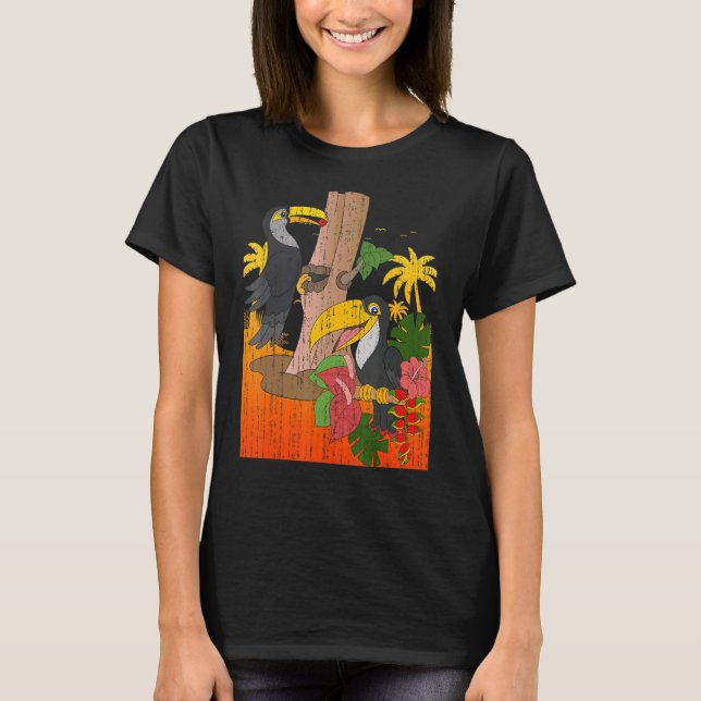 Handflatan Träd Tropical Bird Animal Exotic Flower T Shirt (Framsida)