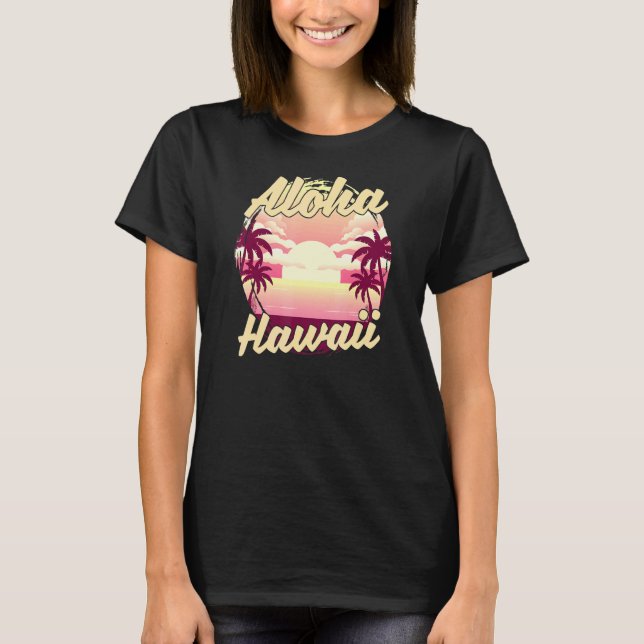 Handflatan Träd Tropical Hawaiian Summer Sunset Al T Shirt (Framsida)