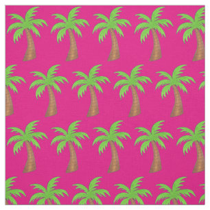 Handflatan Träd Tropical Island Shock rosa Beach-R Tyg