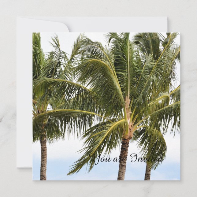 Handflatan Träd Tropical Kauai Birthday Inbjudningar (Framsida)