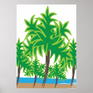 Handflatan Träd Tropical Vintage resor Poster