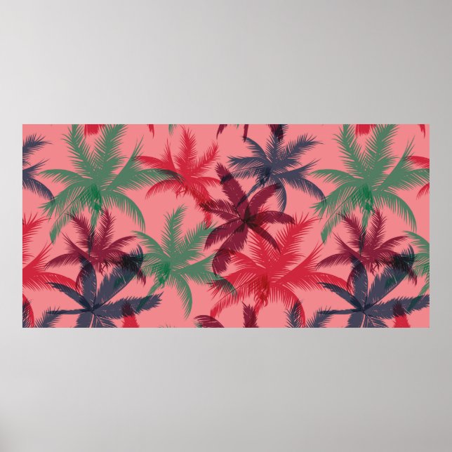 Handflatan träd utan sömlösa mönster poster (Framsidan)