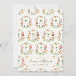 Handflatan Träd Vapensköld Monogram Summer Boho Be Spara Datumet