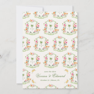 Handflatan Träd Vapensköld Monogram Summer Boho Be Spara Datumet