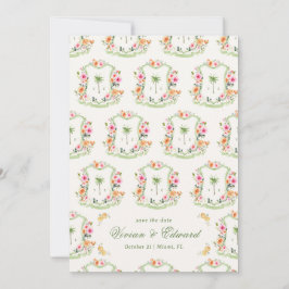 Handflatan Träd Vapensköld Monogram Summer Boho Be Spara Datumet