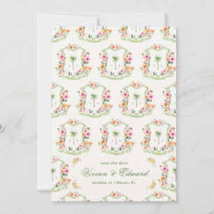 Handflatan Träd Vapensköld Monogram Summer Boho Be Spara Datumet