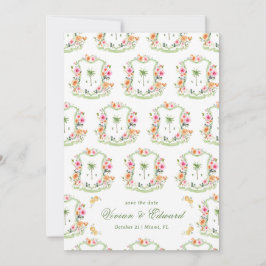 Handflatan Träd Vapensköld Monogram Summer Boho Be Spara Datumet