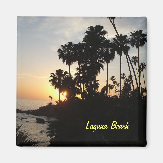 Handflatan träd vid Laguna sunset magnet (Framsidan)