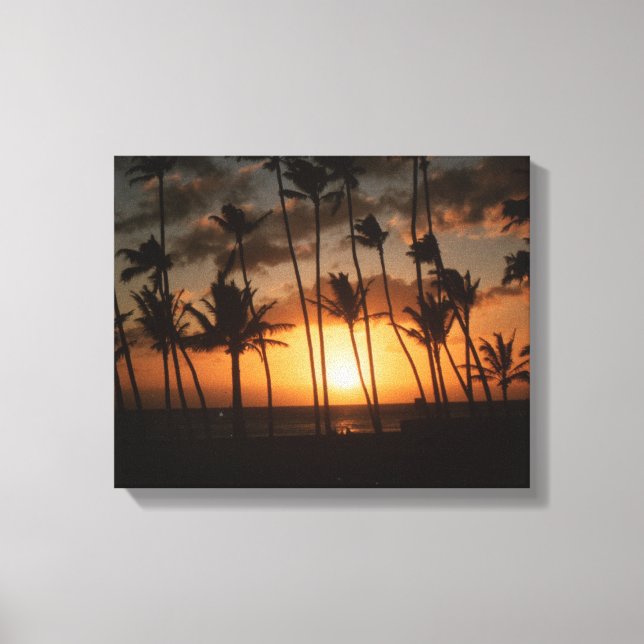 Handflatan Träd vid Sunset Canvastryck (Framsida)