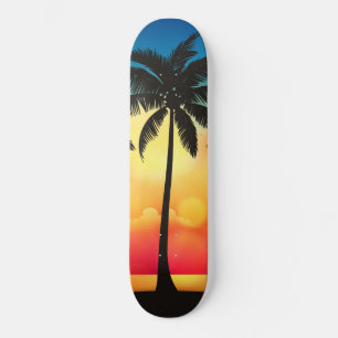 Handflatan träd vid Sunset Mini Skateboard Bräda 18,5 Cm